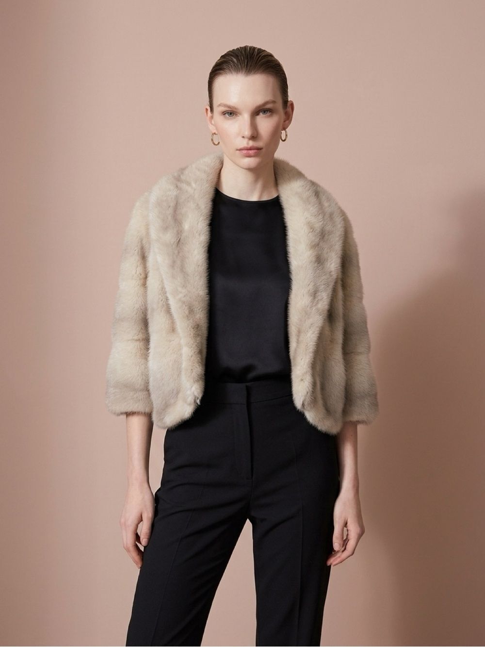 Vintage 1960s pearl Mink Shrug Wrap Bolaro Hollywood Classic